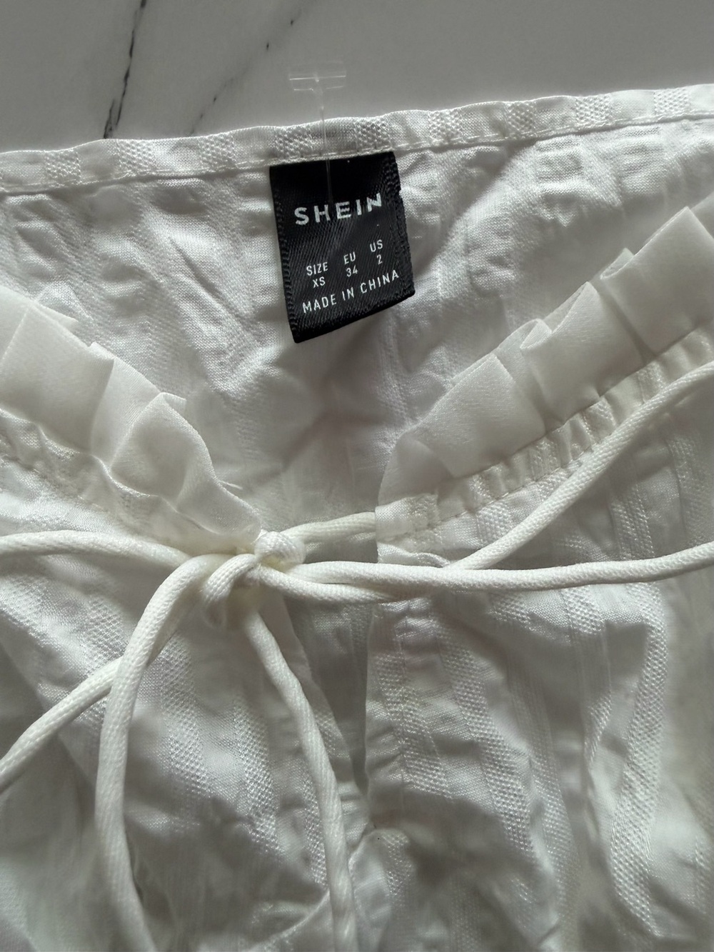 White Ruffle Tie-Front‎ Mini Dress - Picture 3 of 8